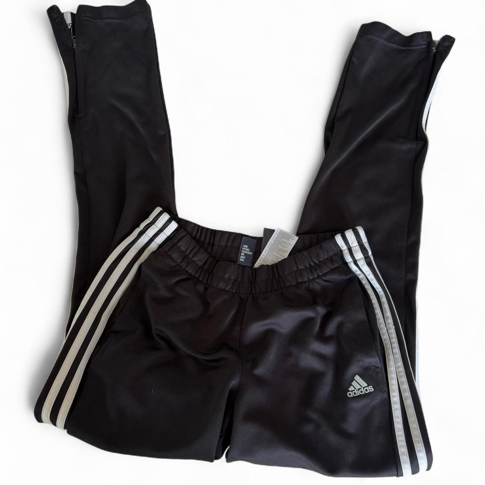 adidas kids Black & White Signature Three-Stripe Track pants medium - Picture 4 of 6